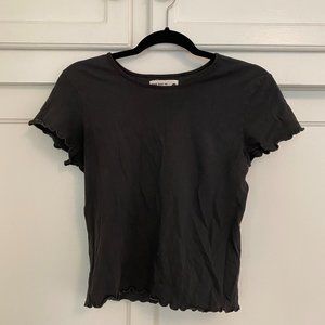 Back Beat Co. Dark Grey T-Shirt w/ Ruffled Hem